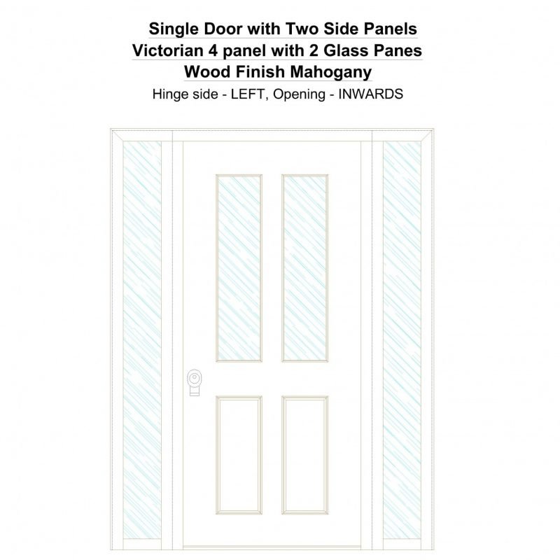 Sd2sp Victorian 4 Panel With 2 Glass Panes Wood Finish Mahogany Security Door