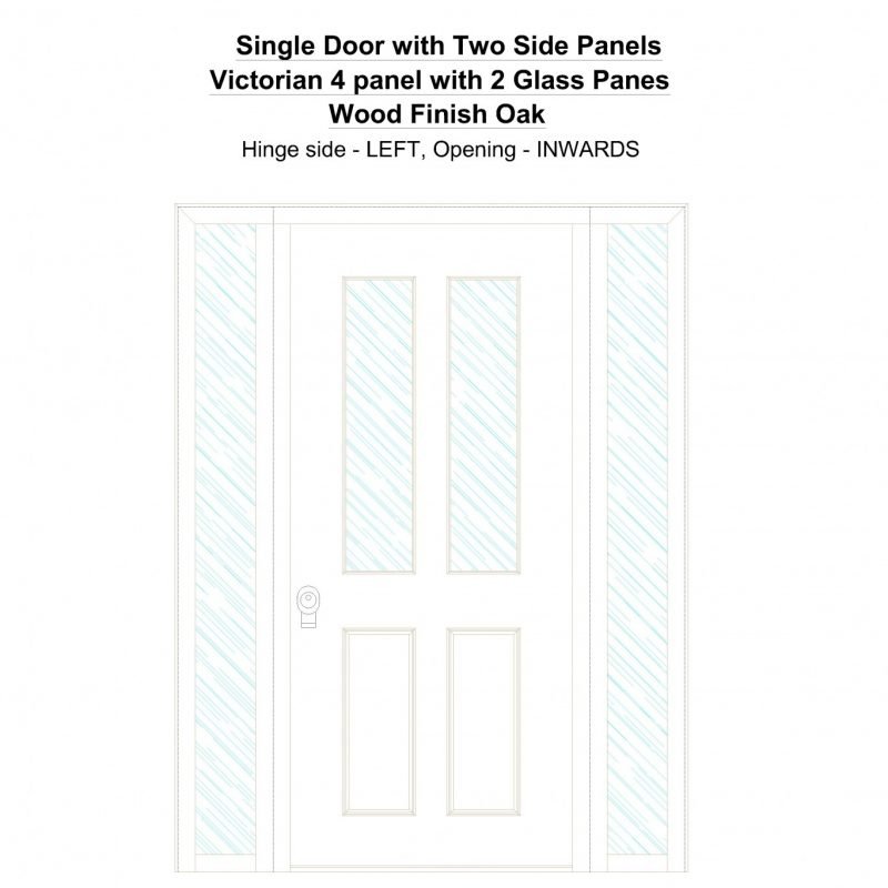 Sd2sp Victorian 4 Panel With 2 Glass Panes Wood Finish Oak Security Door