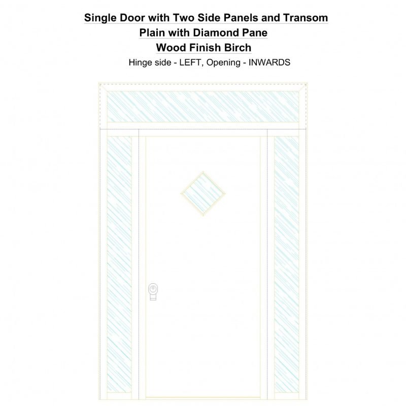 Sd2spt Plain With Diamond Pane Wood Finish Birch Security Door
