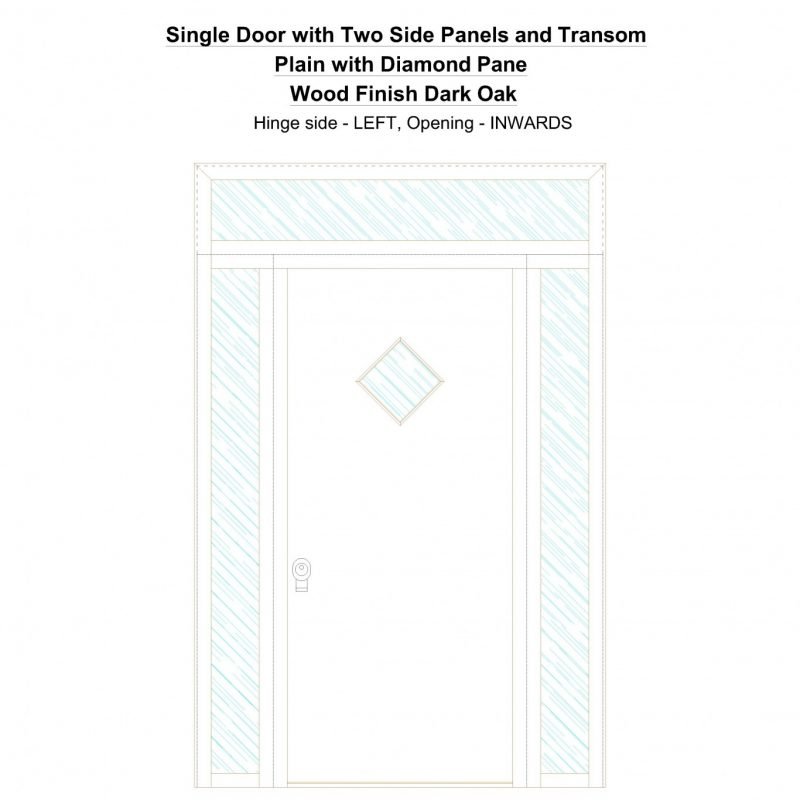 Sd2spt Plain With Diamond Pane Wood Finish Dark Oak Security Door