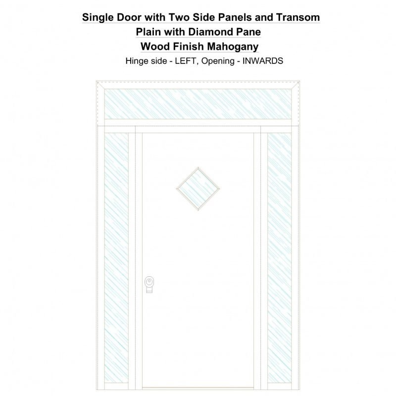 Sd2spt Plain With Diamond Pane Wood Finish Mahogany Security Door