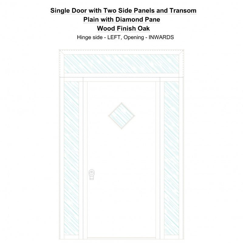 Sd2spt Plain With Diamond Pane Wood Finish Oak Security Door