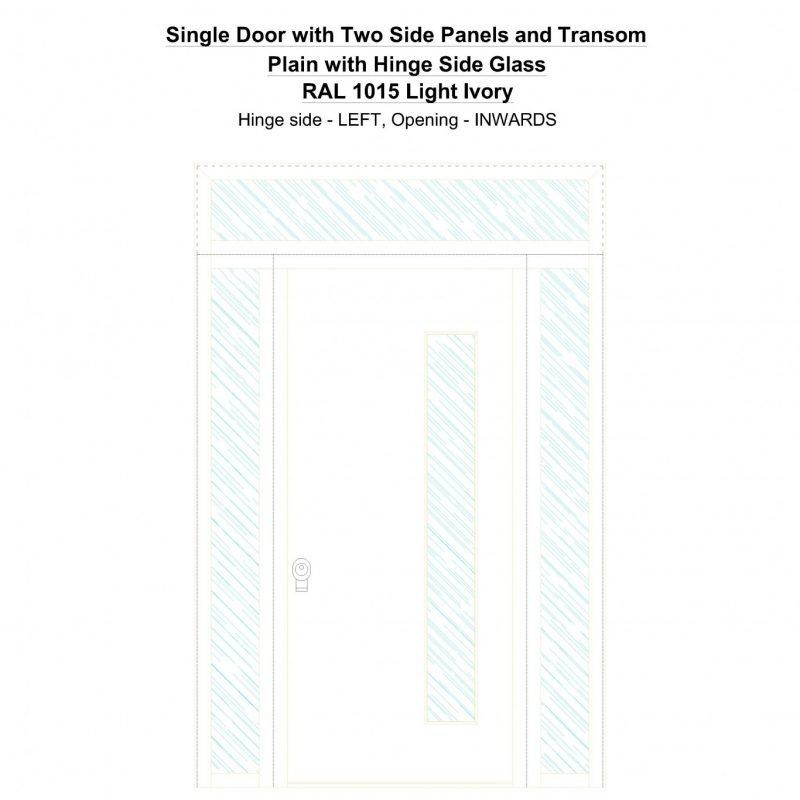 Sd2spt Plain With Hinge Side Glass Ral 1015 Light Ivory Security Door
