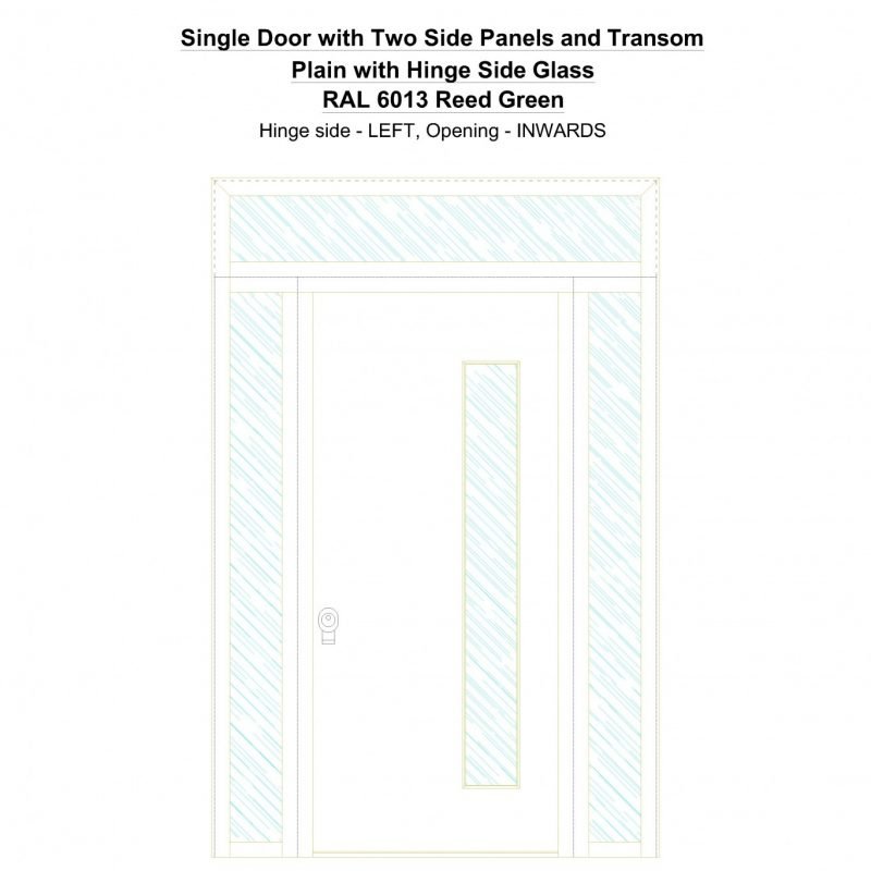 Sd2spt Plain With Hinge Side Glass Ral 6013 Reed Green Security Door