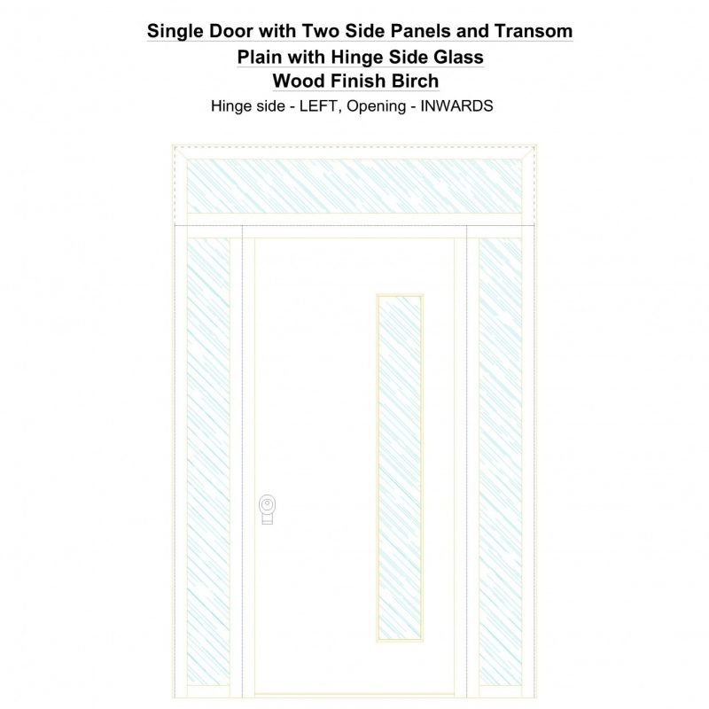 Sd2spt Plain With Hinge Side Glass Wood Finish Birch Security Door
