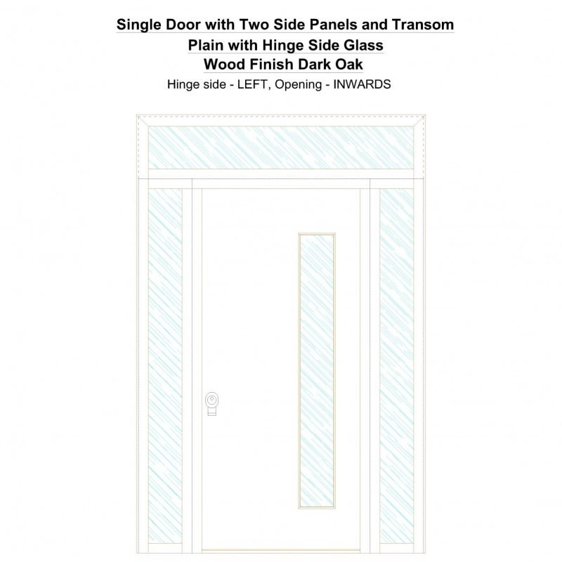 Sd2spt Plain With Hinge Side Glass Wood Finish Dark Oak Security Door