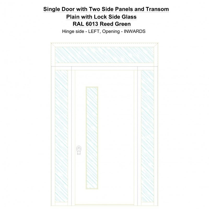 Sd2spt Plain With Lock Side Glass Ral 6013 Reed Green Security Door