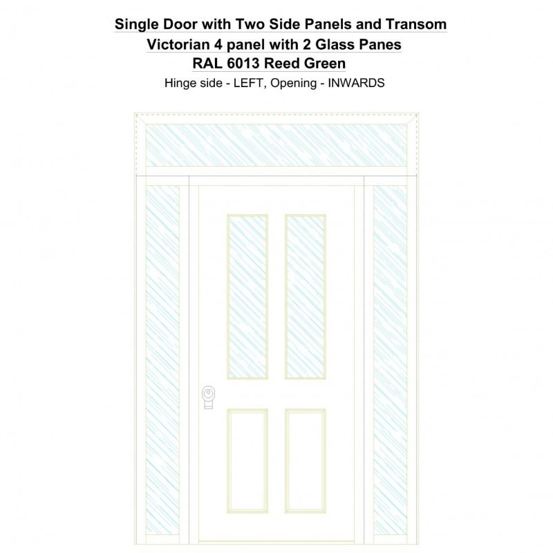 Sd2spt Victorian 4 Panel With 2 Glass Panes Ral 6013 Reed Green Security Door