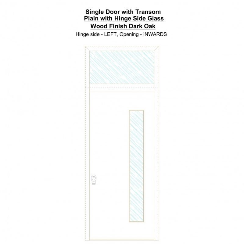 Sdt Plain With Hinge Side Glass Wood Finish Dark Oak Security Door