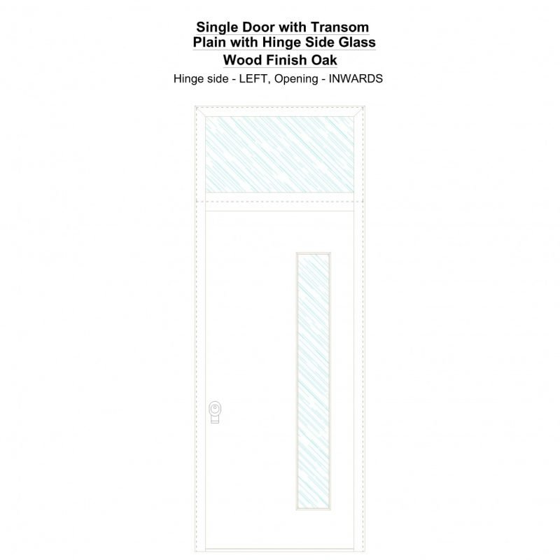 Sdt Plain With Hinge Side Glass Wood Finish Oak Security Door