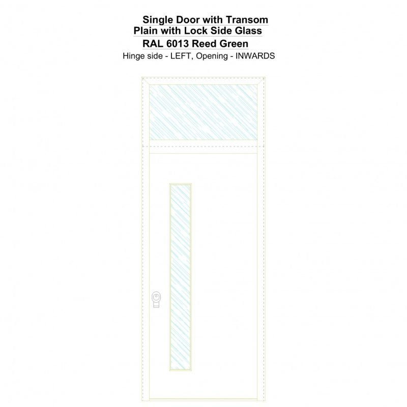 Sdt Plain With Lock Side Glass Ral 6013 Reed Green Security Door