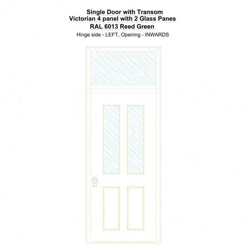 Sdt Victorian 4 Panel With 2 Glass Panes Ral 6013 Reed Green Security Door