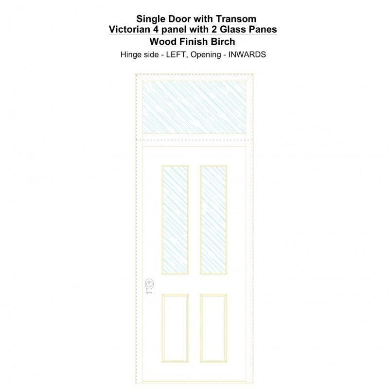 Sdt Victorian 4 Panel With 2 Glass Panes Wood Finish Birch Security Door