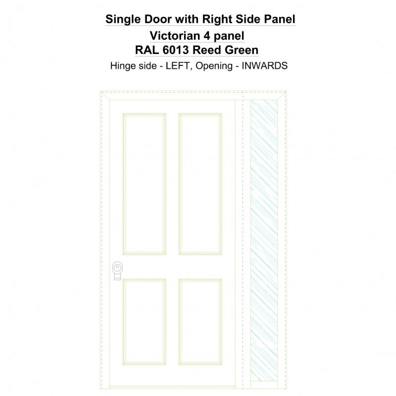 Sdt1sp(right) Victorian 4 Panel Ral 6013 Reed Green Security Door
